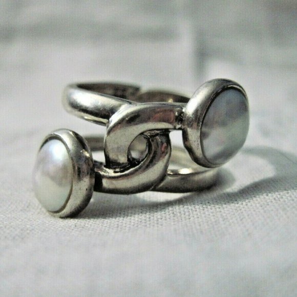 Jewelry - Sterling Silver Culture Pearl Abstract Ring